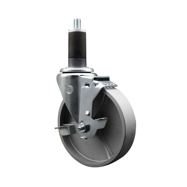 5'' Semi Steel Swivel 1-1/4'' Expanding Stem Caster with Brake